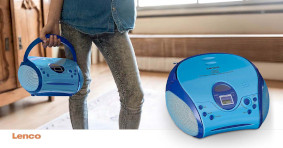 Boombox with CD player FM radio and stickers Blue